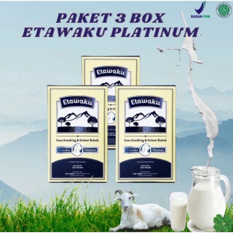 

PAKET 3 BOX SUSU BUBUK ETAWAKU PLATINUM SUSU KAMBING ETAWA ASLI ORIGINAL BPOM