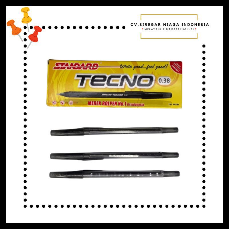

(1 Pack) Pulpen Standar / Pena / Bulpen / Bolpoin Pen Standard Tecno 0.38mm ORI Murah Berkualitas