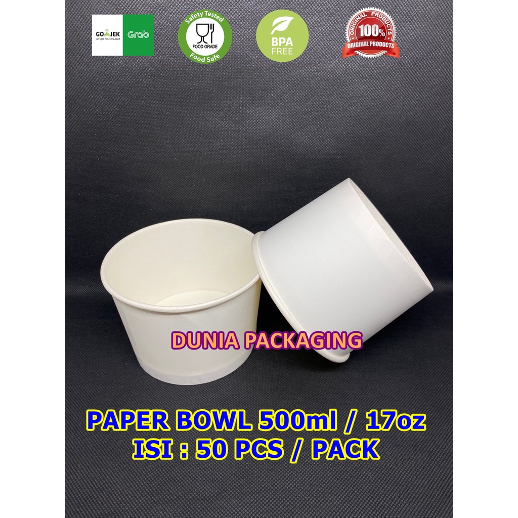 Paper bowl Tebal 500ml isi 50 pcs 17oz Per Pack Tahan Panas Microwave Mangkok Kertas Medan