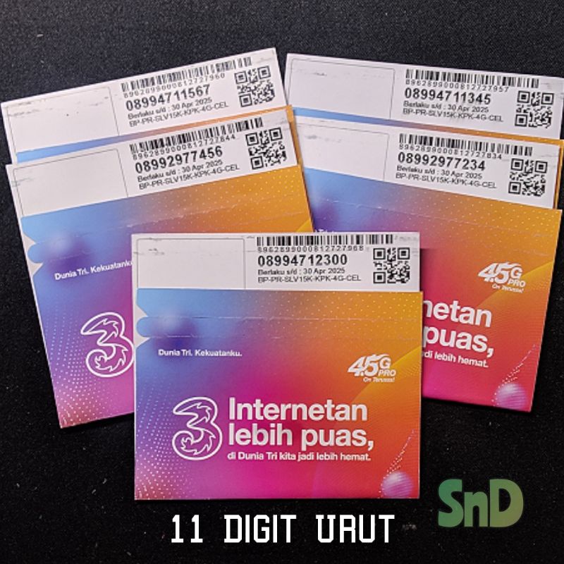 Kartu Perdana Cantik TRI 11 digit seri Urut