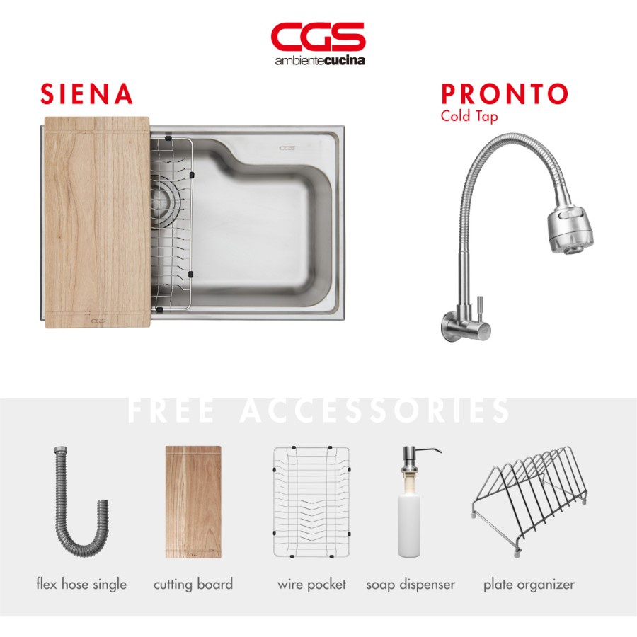 Paket Promo: CGS Siena Kitchen Sink + Kran Air CGS Pronto