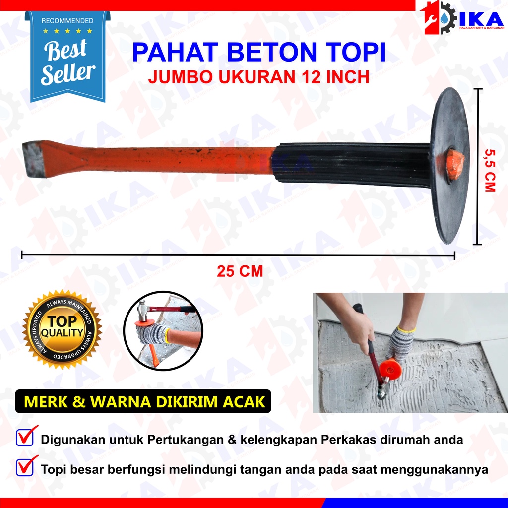 Pahat topi 12&quot; / Betel tebal topi pvc fiber karet / alat pahat tukang