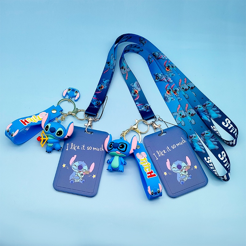 3d Stitch Gantungan Kunci Strap Dengan Kartun ID Card Holder Neck Lanyard Anti-lost Sling Untuk Aksesoris Kunci Lengan Kartu Untuk Hadiah Fashion