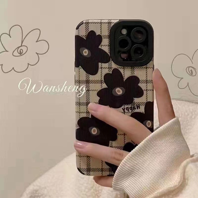 IPHONE Ins Pola Bunga Cocok Untuk Iphone14 14pro 14Plus 14prm Iphone13 13pro 13prm Iphone11 7Plus 8Plus Xr XS 12 Pro Max Empat Sudut Casing Ponsel Tahan Guncangan