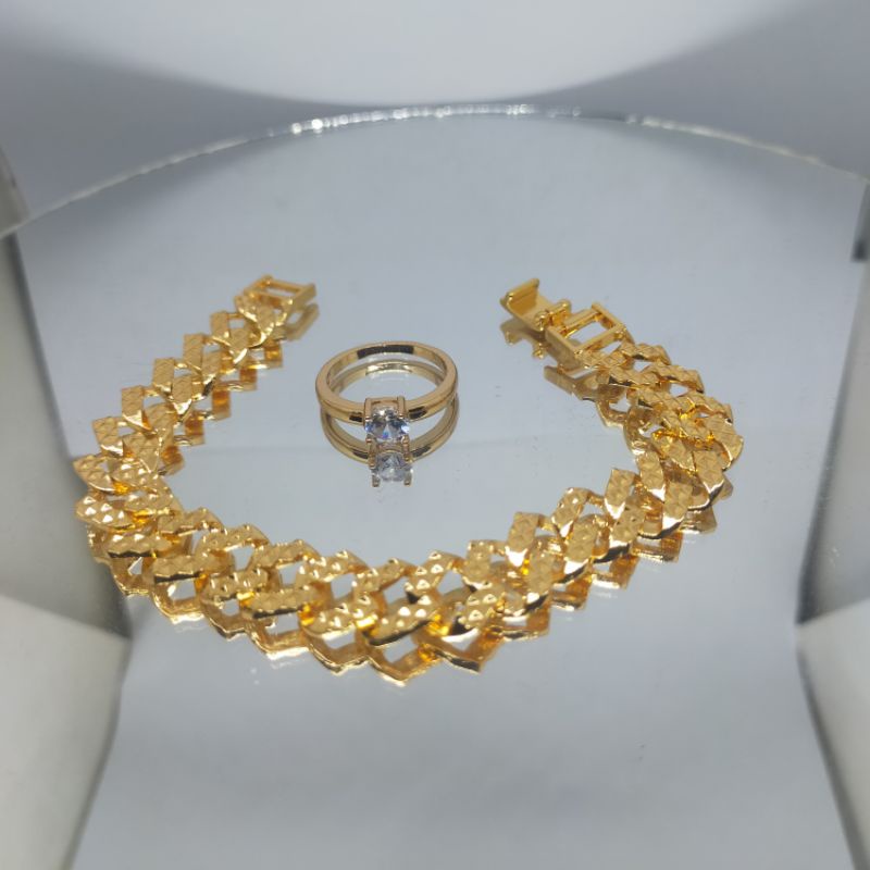 gelang rantai bonus cincin mata satu titanium asli anti luntur,, gelang tangan wanita cantik bonus c
