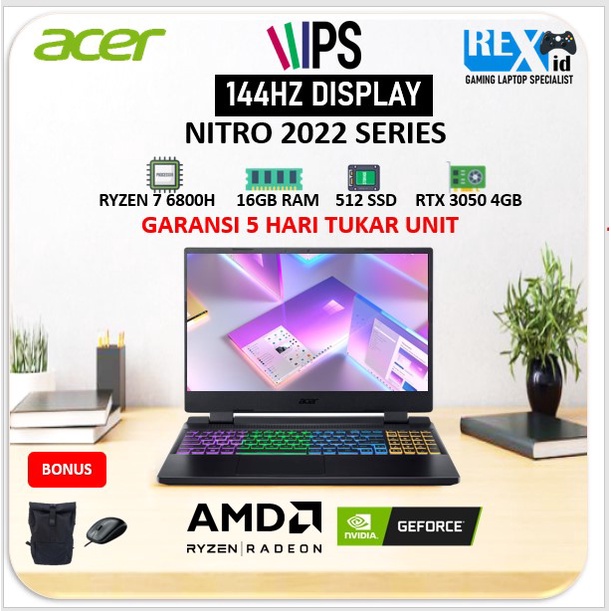 Laptop ACER NITRO Ryzen 7 6800H/ RYZEN 5 6600H RTX 3050 144HZ