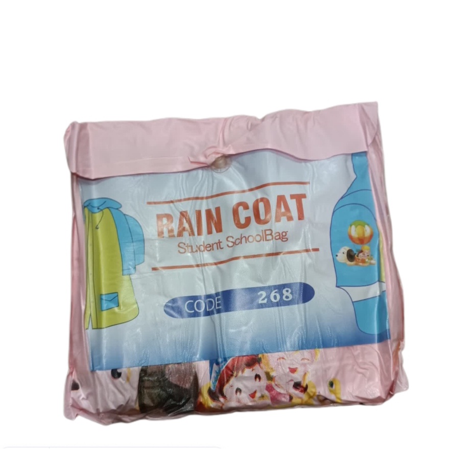 jas hujan anak remaja terusan back pack/ada tas belakang imut dan lucu
