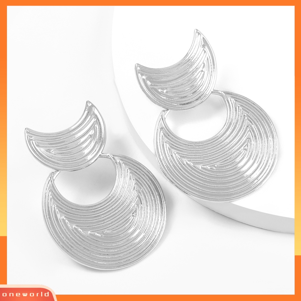 [WONE] Anting Bentuk Bulan Tahan Jatuh Berlebihan Fashion Anting Busur Geometris Sederhana Untuk Pesta