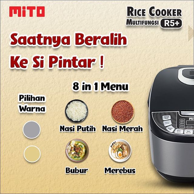 Rice Cooker Digital MITO R5 PLUS 8 in 1 KAPASITAS 2 liter