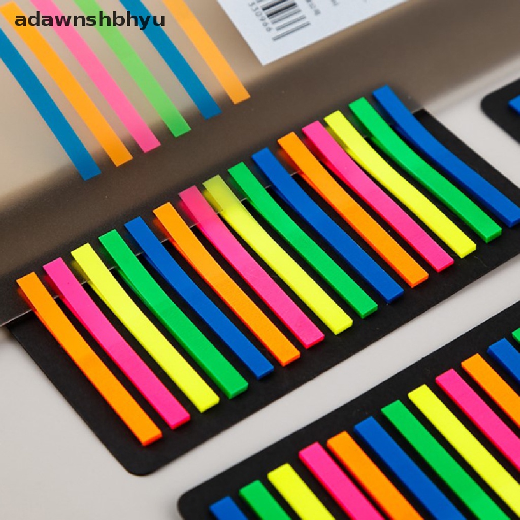 Adawnshbhyu 160/300pcs Warna Transparan Neon Index Tabs Bendera Sticky Note Stationery ID