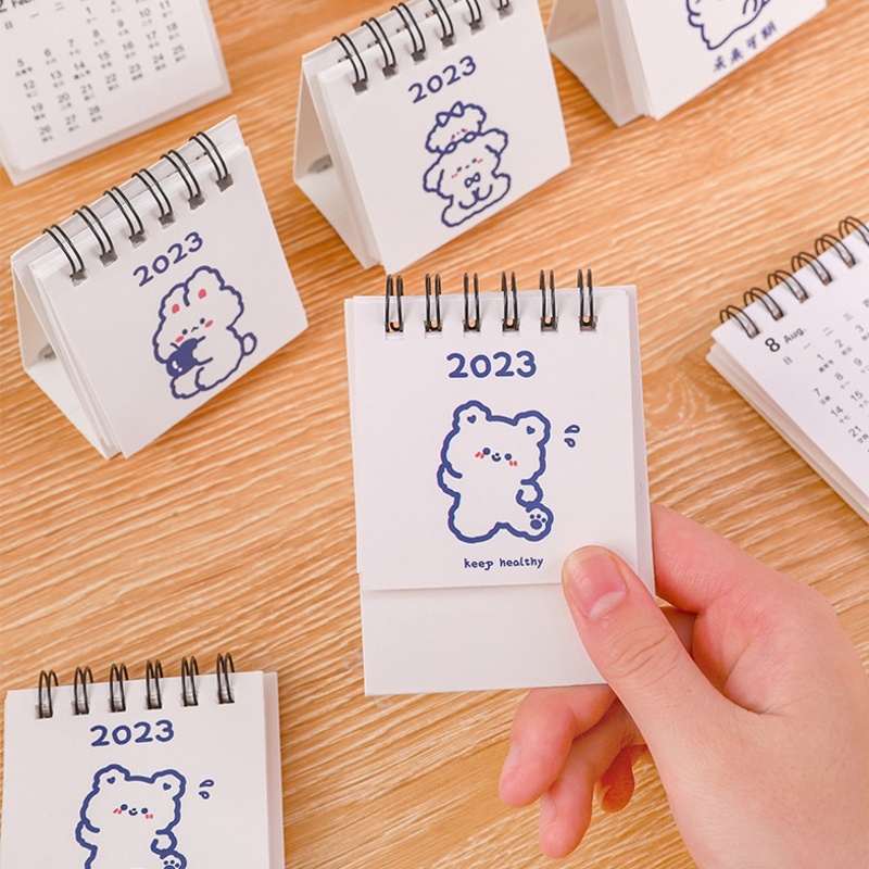 2023kalender Meja Mini Gaya Ins Versi Korea/ Desktop Kalender Hewan Kartun Lucu