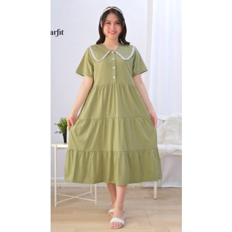 POLA BAJU INSTAN DASTER Busui Kerah Rebah Rok 3 susun 073 kancing depan - peterpan collar Homedress Sewing Pattern
