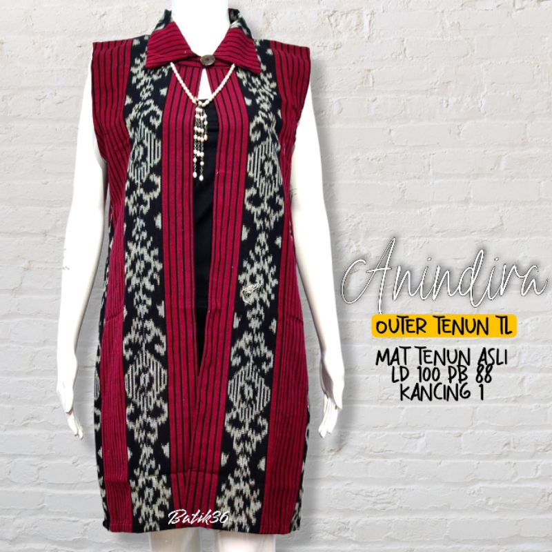 Vest tenun halus murah Baju luar tanpa lengan wanita cewek kasual kerja outher outer blazer asli ori original rompi pesta cantik cardi kekinian etnik klasik ikat tangan tradisional casual motif NTT Rote palu lombok Bali palembang blezer seragam kantor