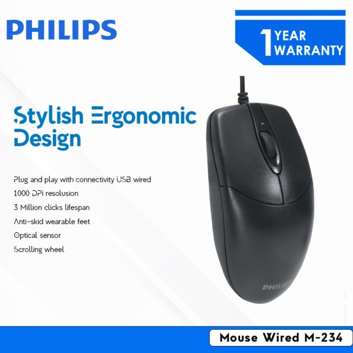 Philips Mouse Wired M234 mouse kabel