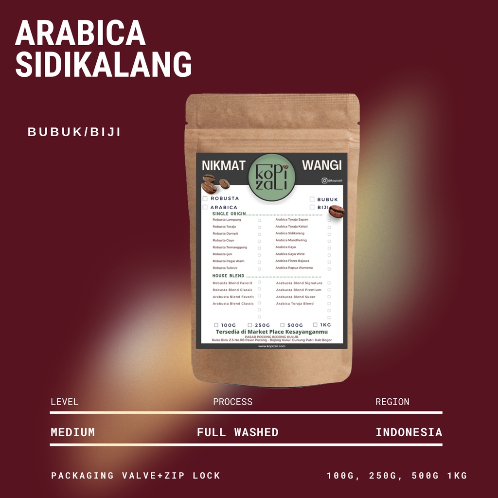 

Kopi Zali - Arabica Sidikalang