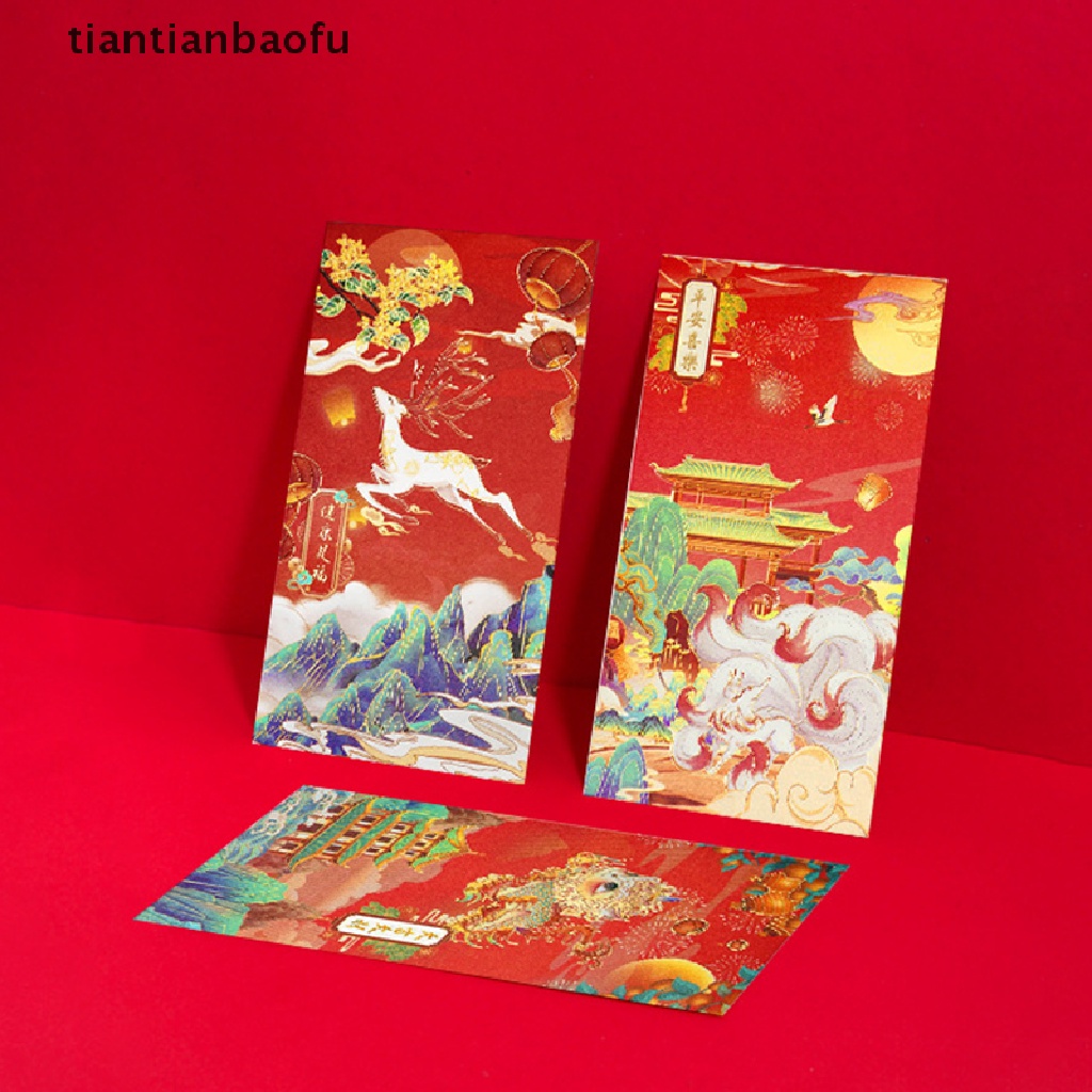 [tiantianbaofu] 6/12pcs 2023kuliat Imlek Festival Musim Semi Uang Keberuntungan Hongbao Yunani Kartu Amplop Saku Merah Tahun Baru Dekorasi Amplop Merah Imlek Untuk Butik Hadiah