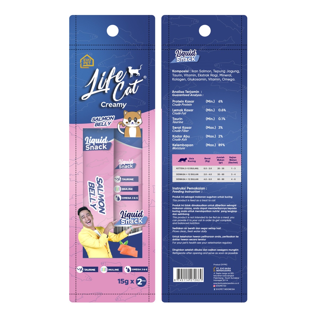 Life Cat Creamy Snack Liquid Kucing 30 Gr isi 2 Life Cat Creamy Bio