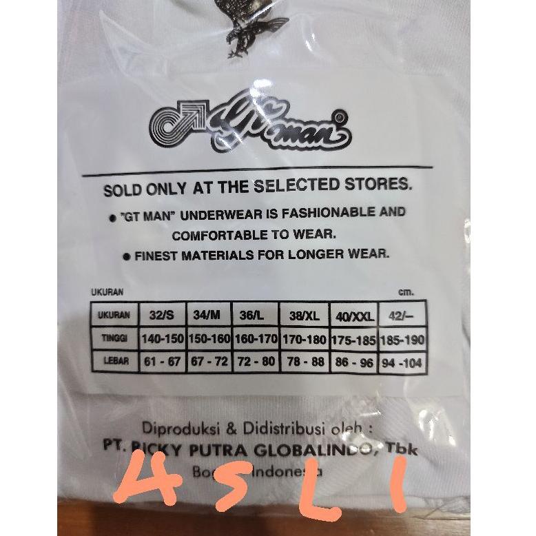 [PRODUK KQIJK] CELANA DALAM GT MAN PUTIH 704 B PUTIH KATUN / CD GT MAN PUTIH 704 B PUTIH , PASTI ORI