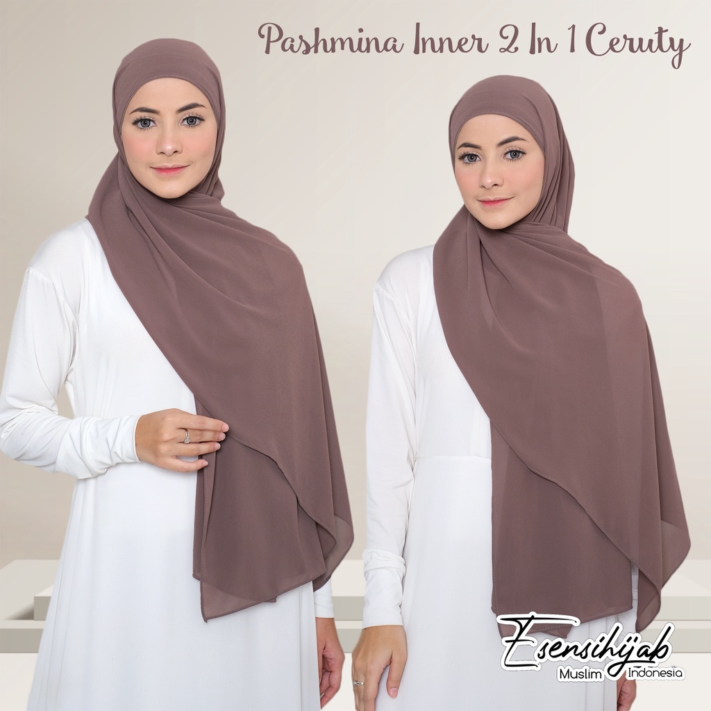 Pashmina Inner 2 in 1 Babydoll Ceruty /Jilbab Instan Inner 2in1 Ceruty