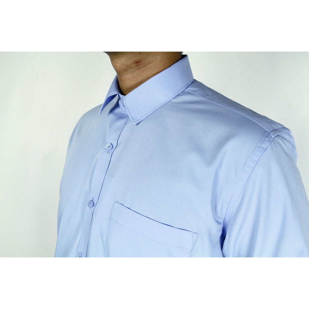 COD Kemeja Kerja Pria Formal STANLEY ADAMS Reguler Fit Lengan Panjang Biru Muda Polos / Light Blue 03 100% Original Brand