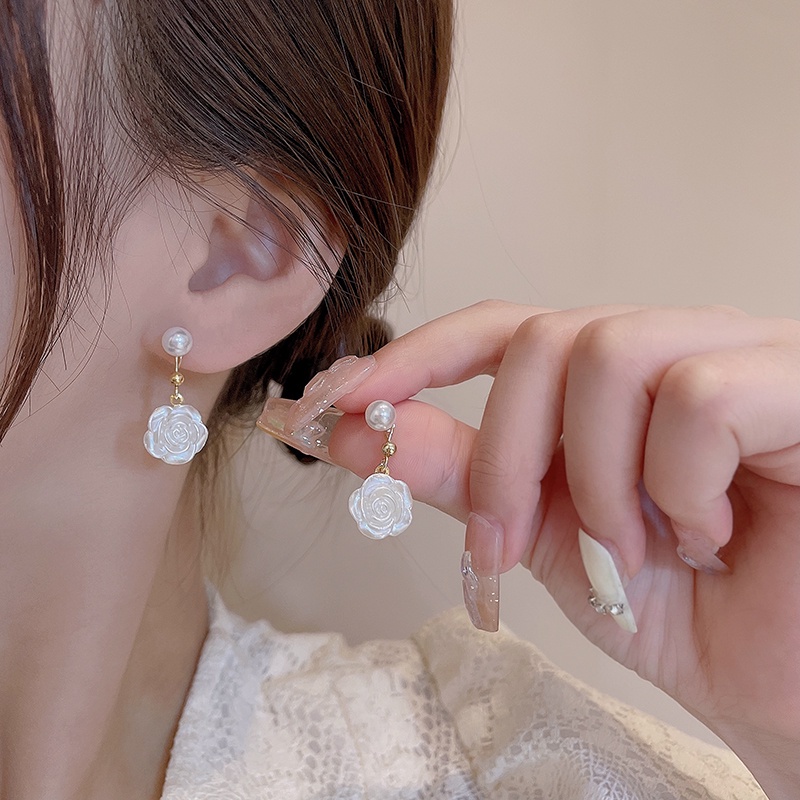 Fashion Kristal Mutiara Tulip Anting Untuk Wanita Hati Fishtail Bunga Drop Earring Perhiasan Aksesoris