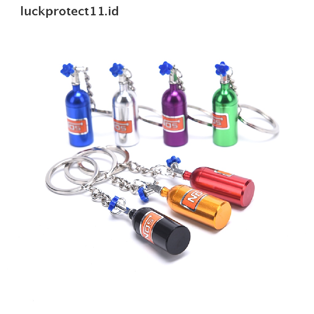 /Fashion Hot// Fashion// Gantungan Kunci Mobil Turbo NOS Botol Nitrogen Kunci Logam Ring Stash Pill Box Storage.