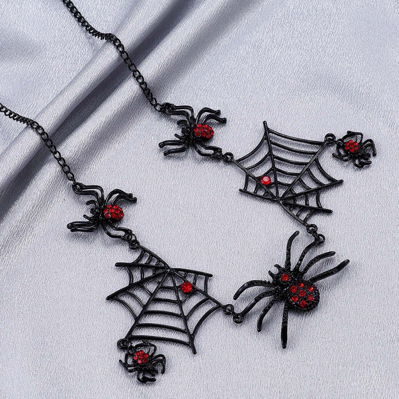 Kalung Liontin Kelelawar Vampir Halloween Spider Net Pendant Necklace Gaya Punk Reptil Perhiasan Hewan Untuk Wanita Gadis