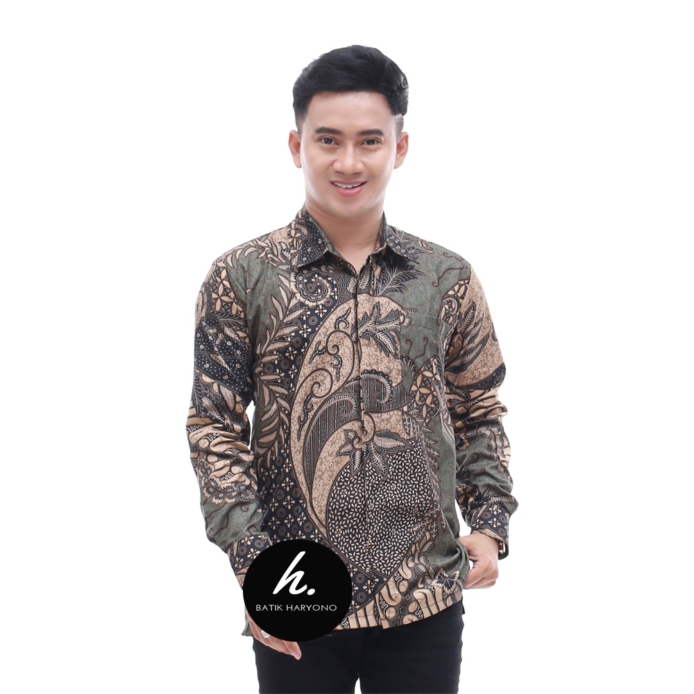 Batik Pria Lengan Panjang Premium Seragam Batik Motif KERATONAN Size M L XL XXL Reguler Baju Batik Pria Batik Cowok