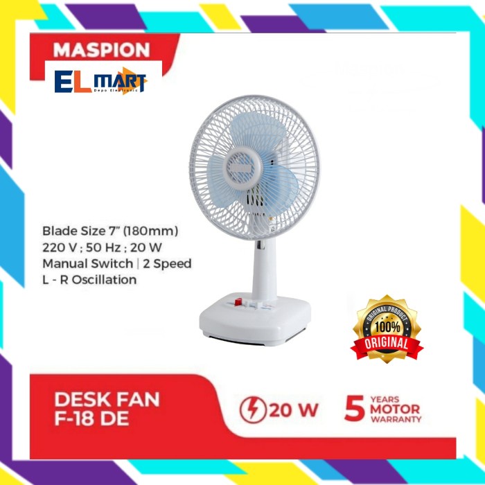 Kipas Angin Meja 7 Inch 7Inch Maspion F 18DE 18 F18DE Desk Fan 7&quot;