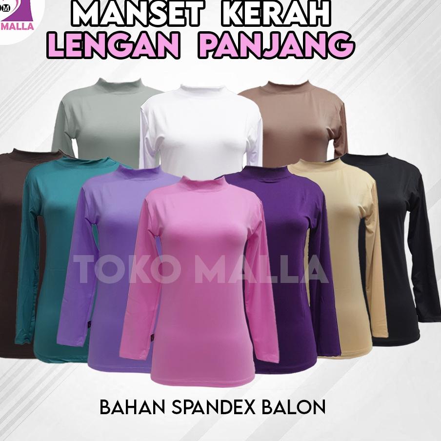 Promo Baju manset Lengan Panjang JUMBO, Bahan LICIN SPANDEX BALON, Mangset Kerah Tinggi, Dalaman Mus