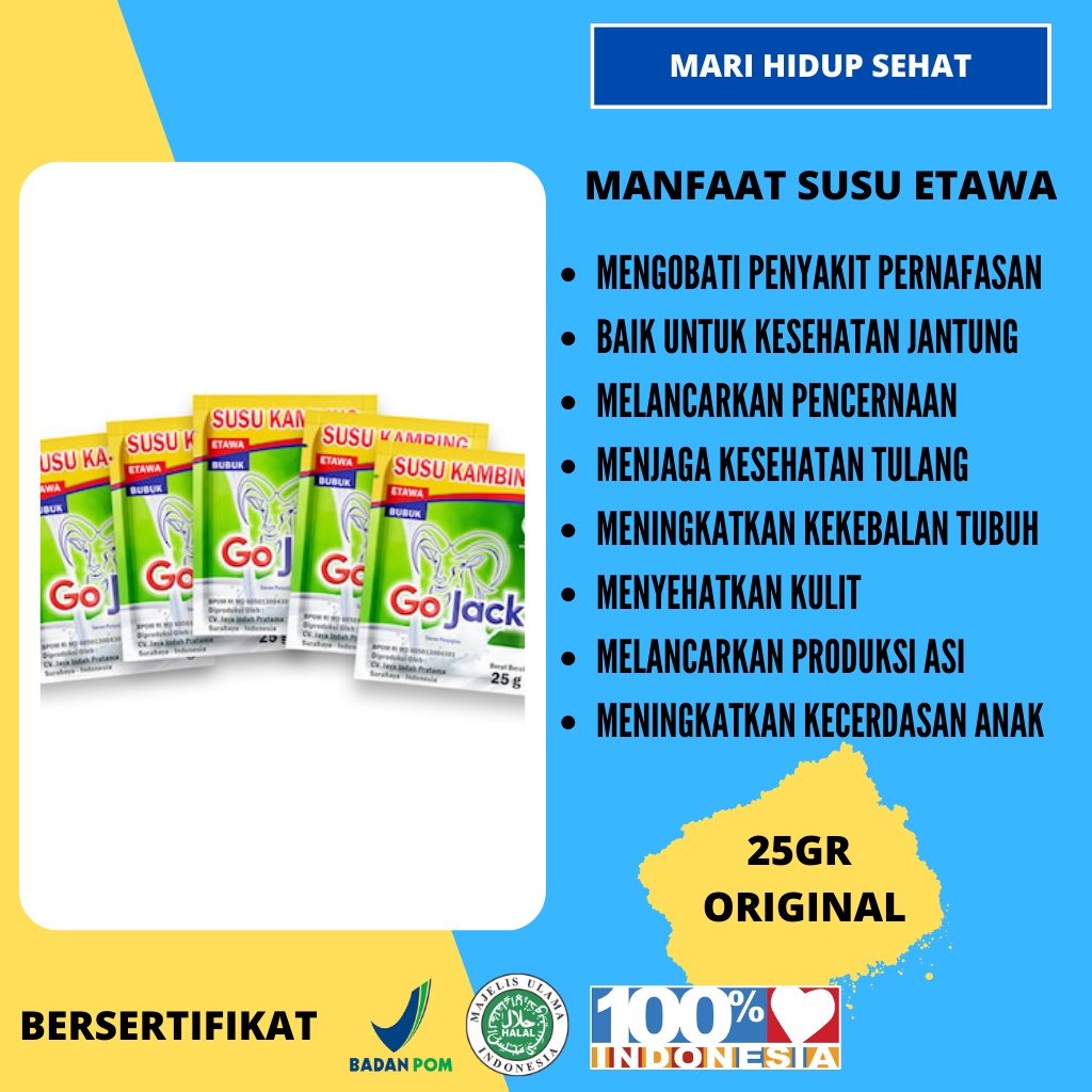 

Susu Kambing Etawa ORIGINAL 25 gram / Minimal Pembelian 5 Sachet