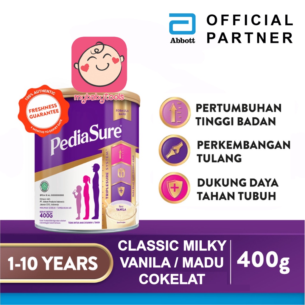 PEDIASURE CLASSIC MILKY VANILA MADU COKELAT 400gr SUSU FORMULA PERTUMBUHAN ANAK