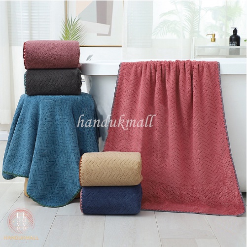 Handuk mandi Ukuran 70cmx140cm / 50x100cm handuk dewasa Daya Serap Tinggi Motif EMBOS ZIGZAG