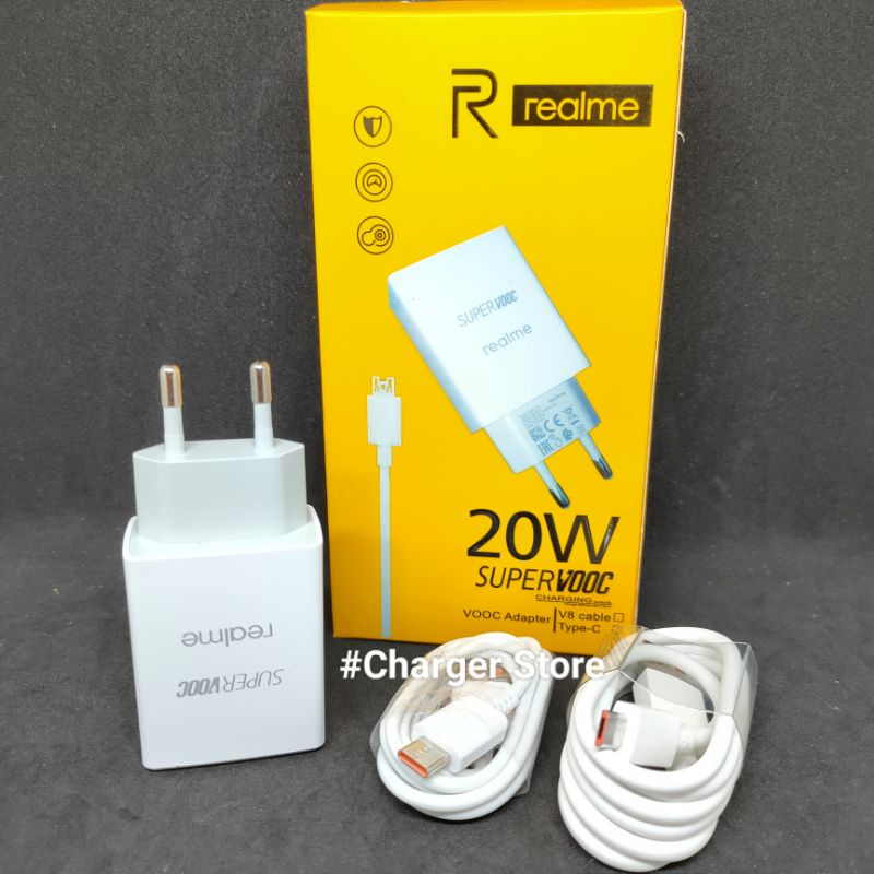 Charger Realme ORIGINAL 100% 20W SUPER VOOC Fast Charging Micro USB - Type C