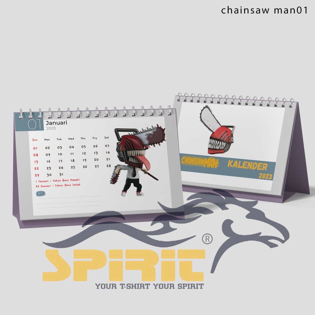 

Kalender Meja / Kalender Duduk Tahun 2023 Desian Karakter Anime Chainsaw Man01