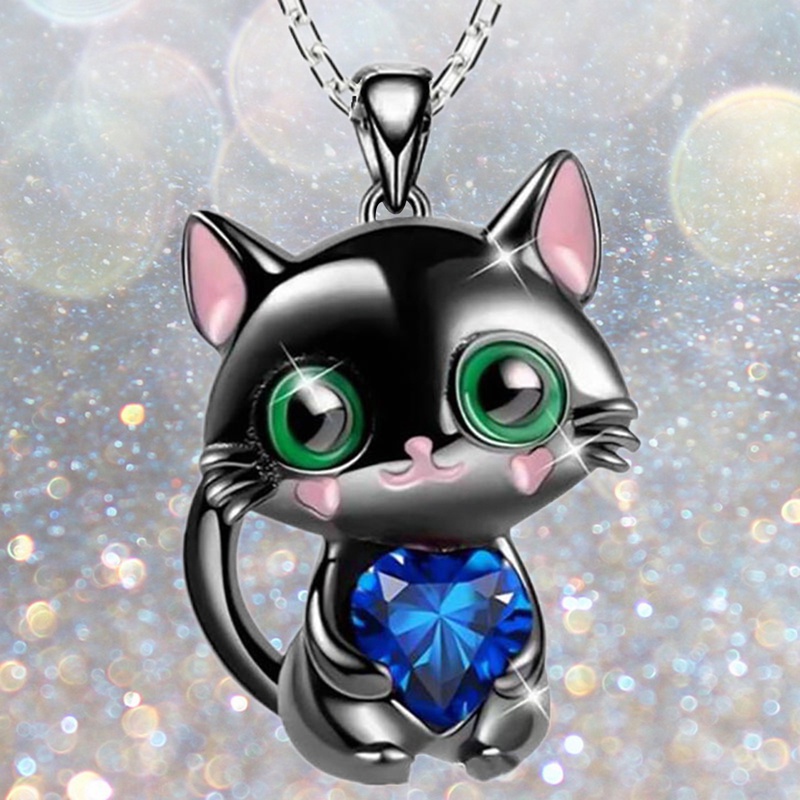Wanita Kreatif Baru Hitam Kalung Hewan Kalung Indah Perempuan Indah Kucing Kalung Hadiah Putri