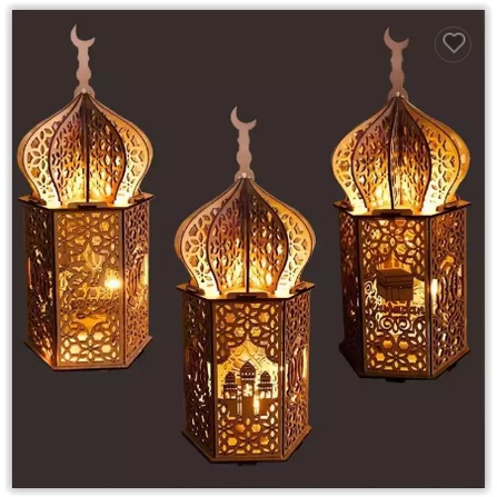 Lentera Ramadhan LED Bentuk Masjid Craft Plakat Kayu Dekorasi Ramadhan