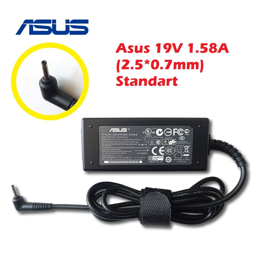 ORIGINAL ADAPTOR ASUS 19V 1.58A (2.5x0.7MM) eeePC 1001 1005 1015 1025 X101 SMALL PIN ORIGINAL