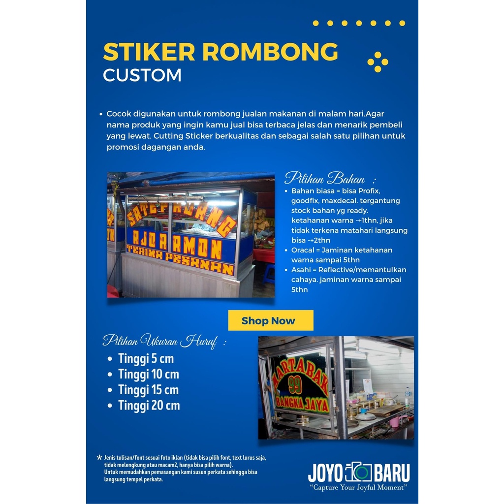Stiker rombong huruf abjad
