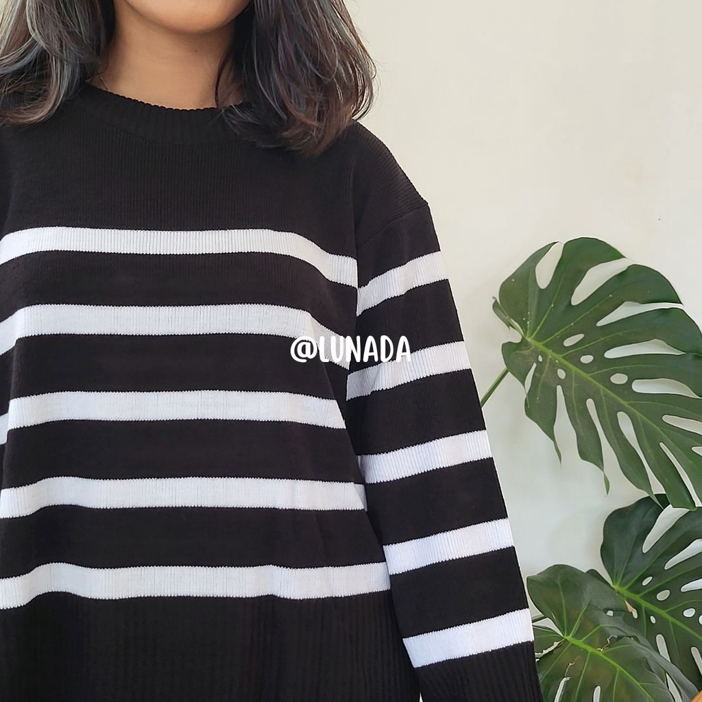 Sweater Oversize Korea Knit Premium Stripe Sera / Sweater Oversize Korea Rajut Premium Sera