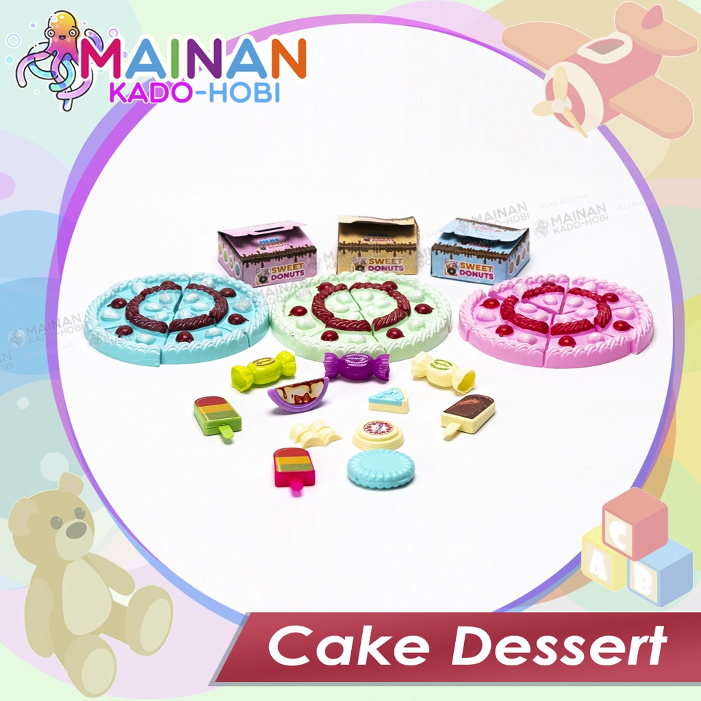 MAINAN ANAK FOOD SET MINIATUR DESSERT CAKE KUE TART COKELAT CANDY