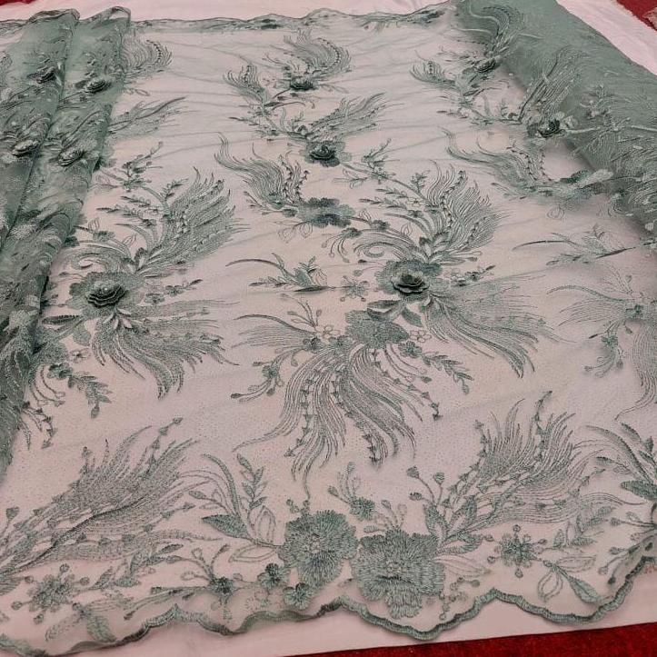 Banyak Peminat PROMO MURAH Kain Tile Tulle brokat bunga timbul/ Tile 3d / Tile bunga timbul terbaru