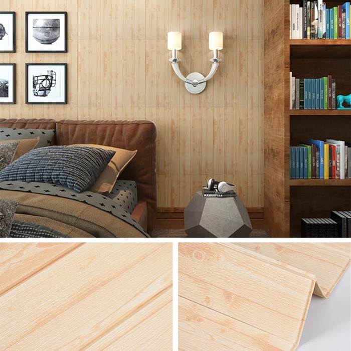Wallpaper Dinding 3D Foam Brickfoam Wallfoam Motif Kayu Waterproof Uk 70cm x 70cm x 5mm
