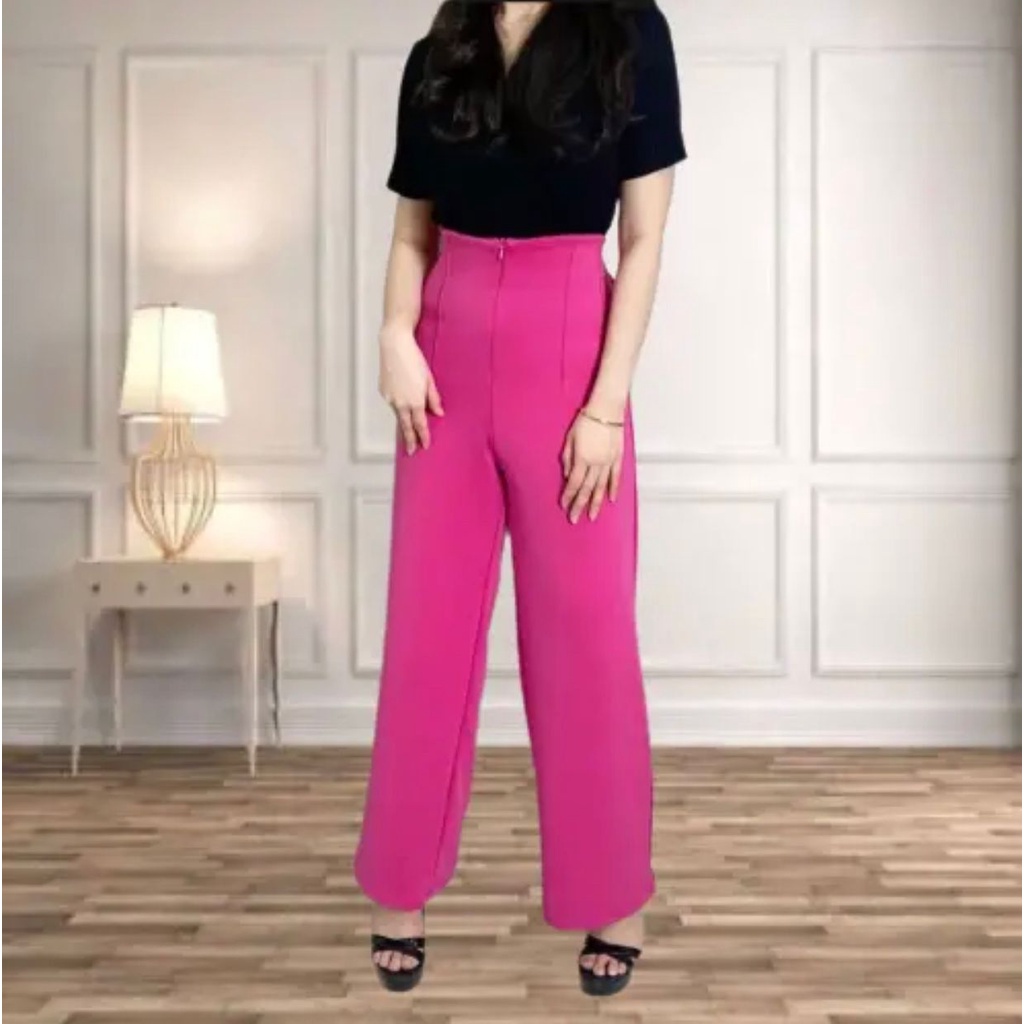 1KG MUAT 2PCS | CELANA KULOT BASIC SCUBA WIDE LEG FASHION WANITA TERMURAH