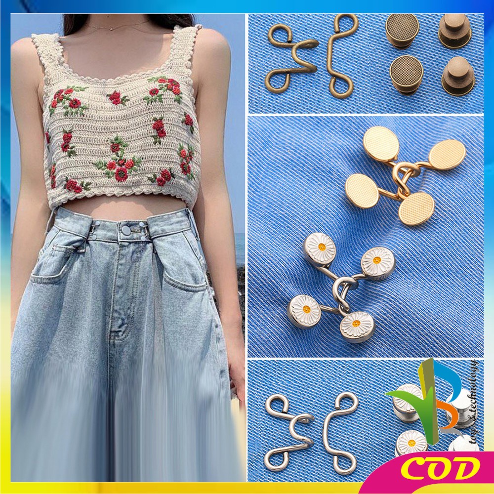 RB-P145 P146 Kancing Jeans Daisy Lepas Pasang Multifungsi / Kait Pengecil Lingkar Celana longgar kebesaran Korean Style / Jins Waist Button Adjustable