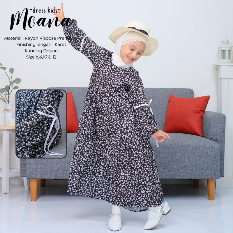 New-Gamis Anak/Homey Dress Anak-Homey Dress MOANA-Bahan Katun Rayon Premium-Busana Muslim Anak murah