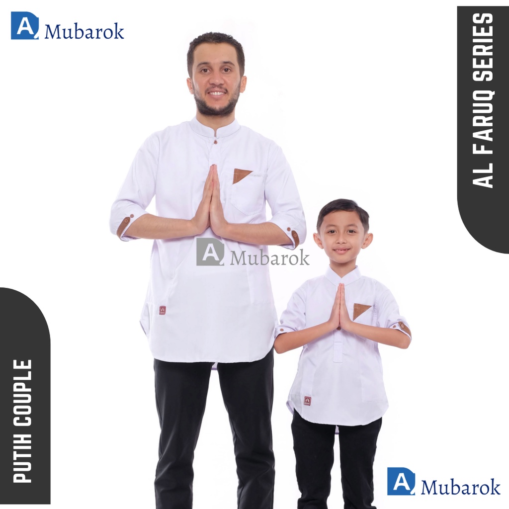 Baju Koko Pria Couple Dewasa Anak Lengan 3/4 Fashion Muslim Al faruq AG Mubarok