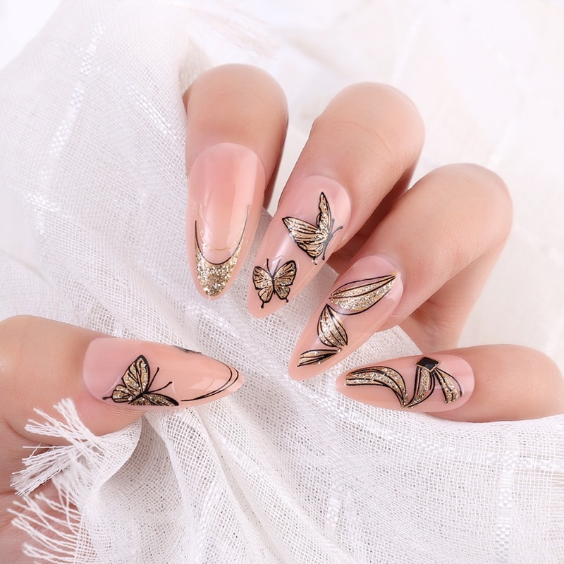 Stiker Kuku Tahun Baru2023 Jam Hitung Mundur Desain Pernak Pernik Champagne Shiny Glitter Sliders Pinguin Kucing DIY Manicure Decals