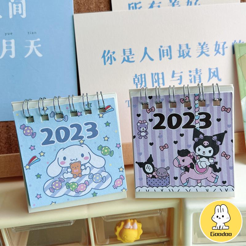 Kalender Meja Mini 2023  Lucu Vertikal  Anjing Kuromi Cinnamoroll  Kalender Kecil -Doo