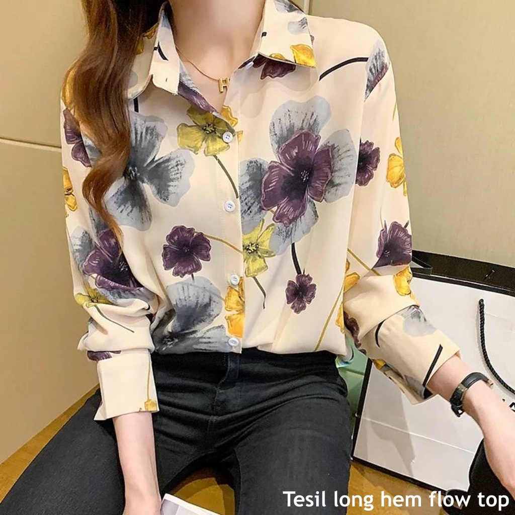 Tesil long hem flow top - Thejanclothes